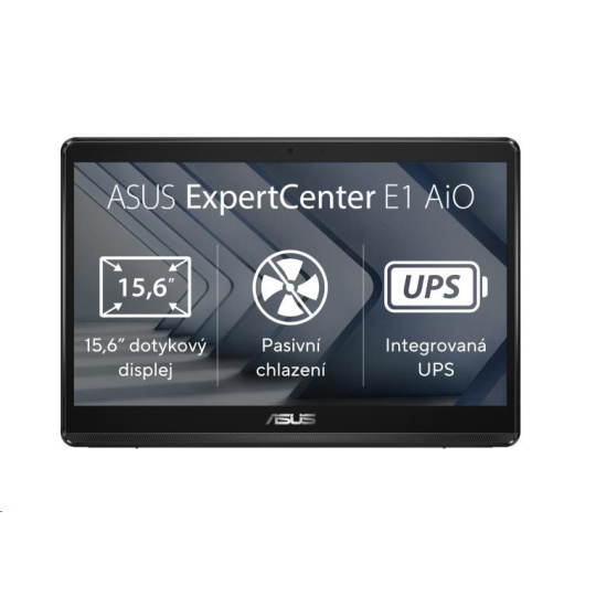 ASUS PC AiO ExpertCenter E1 (E1600WKAT-BA043M),N4500,15,6" FHD, 8GB,128GB SSD,Intel UHD,UPS,RS-232,No OS,Black