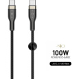 FIXED opletený kabel USB-C/USB-C (PD), 2m, USB 2.0, 100W, černý