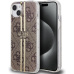 Guess IML 4G Gold Stripe kryt iPhone 15 hnědý