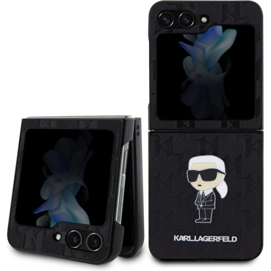 Karl Lagerfeld PU Saffiano Monogram Ikonik NFT Kryt Samsung Galaxy Z Flip5 černý