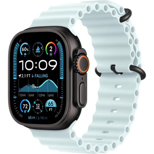 Apple Watch 49/44/45/46mm ledově modrý oceánský řemínek s černým titanem