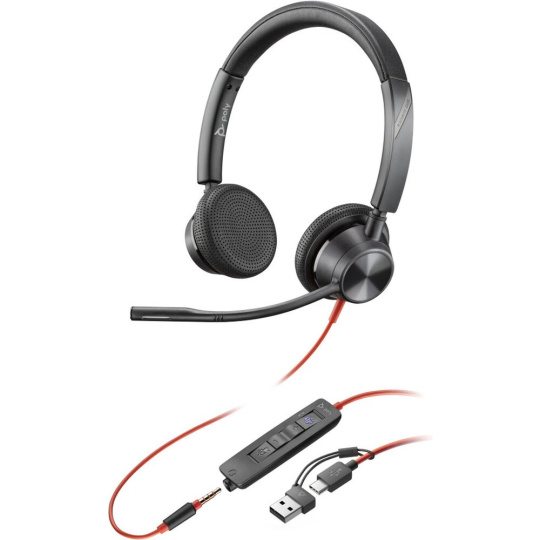 Poly Blackwire 3325 Microsoft Teams Certified headset + 3.5mm Plug a USB-C/A adaptér Poly Blackwire 3325 Microsoft Teams Certified headset + 3.5mm Plug a USB-C/A adaptér
