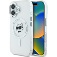 Karl Lagerfeld IML Choupette Head Metal Frame MagSafe kryt pro iPhone 16 čirý