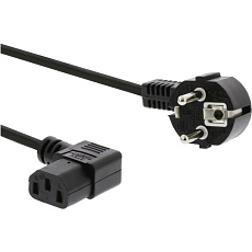PremiumCord napájecí kabel s vidlicí k počítači se zahnutými konektory 230V 2m černý