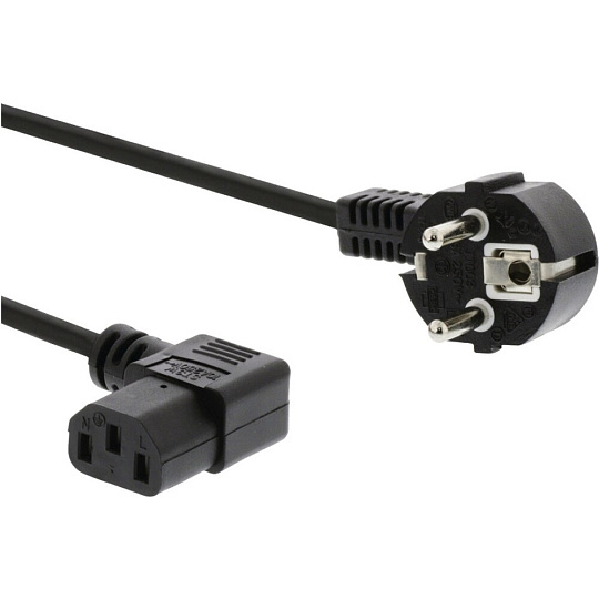 PremiumCord napájecí kabel s vidlicí k počítači se zahnutými konektory 230V 2m černý