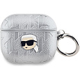 Karl Lagerfeld PU Embossed Karl Head pouzdro AirPods 3 stříbrné