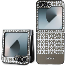 DKNY PU Leather Repeat Pattern Bottom Stripe kryt Samsung Galaxy Z Flip 6 hnědý