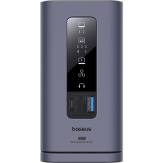 Baseus Spacemate 10v1 dokovací stanice (USB-C PD 100W, USB-C, 2x USB-A, 2x HDMI) šedá