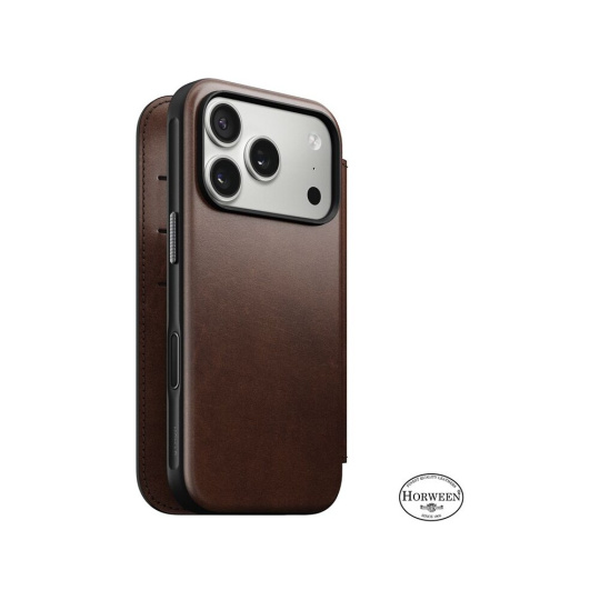 Nomad Modern Leather Folio (Horween) MagSafe kožené pouzdro iPhone 17 Pro Rustic Brown Nomad Modern Leather Folio (Horween) MagSafe kožené pouzdro iPhone 17 Pro Rustic Brown