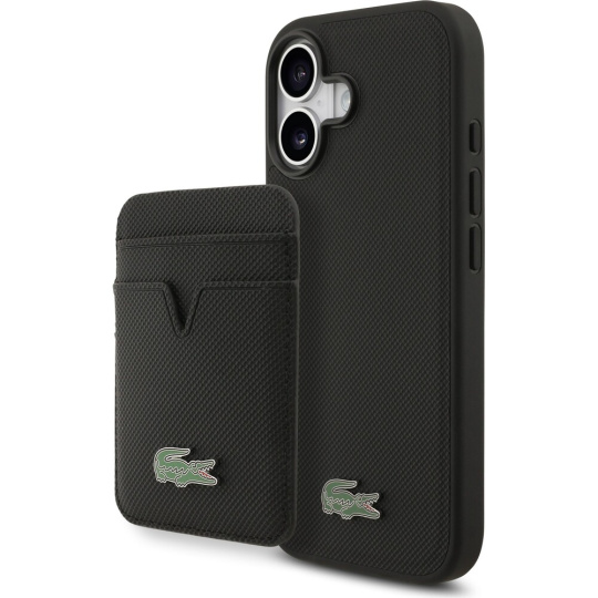 Lacoste Iconic Petit Pique MagSafe kryt + peněženka iPhone 17 černý Lacoste Iconic Petit Pique MagSafe kryt + peněženka iPhone 17 černý