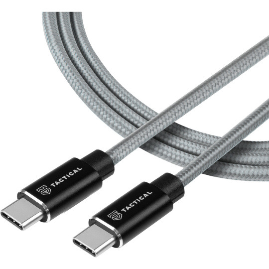 Tactical Fast Rope Aramid Cable USB-C/USB-C (100W 20V/5A) 1m šedý