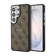 Guess PU Leather 4G Gold Frame Magnetic kryt Samsung Galaxy S26 Ultra hnědý