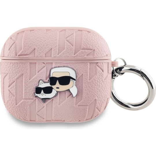 Karl Lagerfeld PU Embossed Karl and Choupette Heads pouzdro AirPods 3 růžové