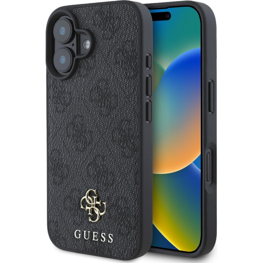 Guess PU 4G Small Metal Logo MagSafe kryt iPhone 16 šedý