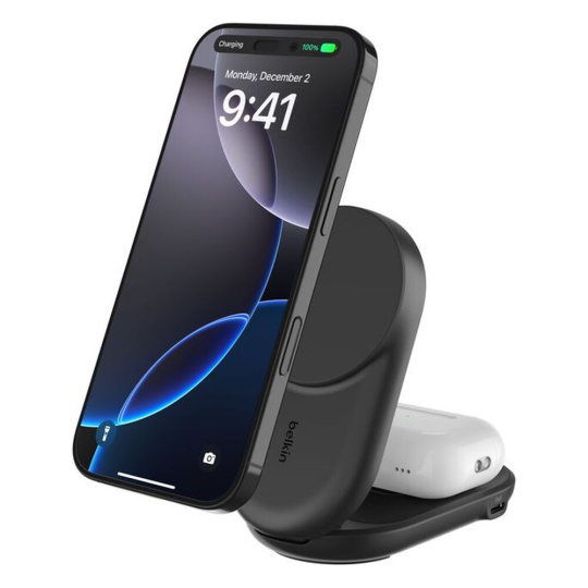 Belkin UltraCharge™ Qi2 25W 2v1 MagSafe nabíječka pro iPhone/AirPods, s USB-C černá Belkin UltraCharge™ Qi2 25W 2v1 MagSafe nabíječka pro iPhone/AirPods, s USB-C černá