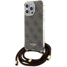 Guess IML 4G Printed Crossbody kryt iPhone 15 Pro hnědý