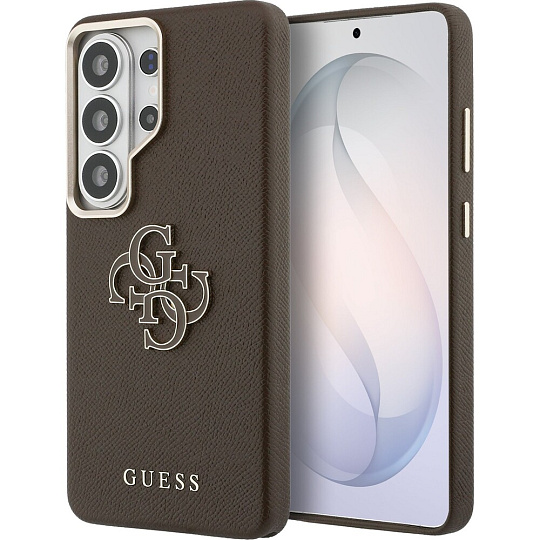 Guess PU 4G Resin Metal Logo kryt Samsung Galaxy S26 Ultra hnědý