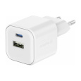 Swissten síťový adaptér GaN 1x USB-C 35W PD + 1x USB-A 27W QC bílý