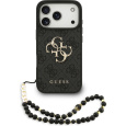 Guess PU 4G Metal Logo Strap kryt iPhone 17 Pro černý