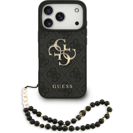 Guess PU 4G Metal Logo Strap kryt iPhone 17 Pro černý
