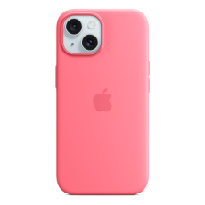 Apple silikonový kryt s MagSafe na iPhone 15 růžový