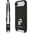 Karl Lagerfeld Saffiano Crossbody Popruh Metal Karl and Choupette kryt iPhone Air černý