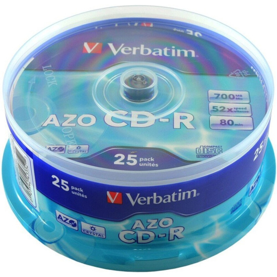 VERBATIM CD-R(25 ks)Spindle/Crystal/DLP/52x/700MB VERBATIM CD-R(25 ks)Spindle/Crystal/DLP/52x/700MB