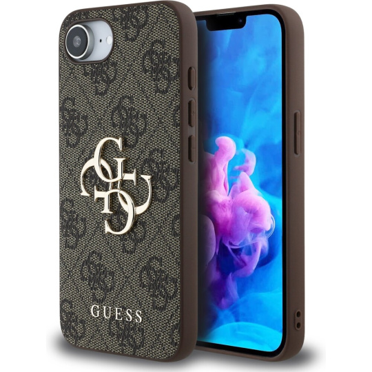 Guess PU 4G Metal Logo kryt iPhone 16e hnědý