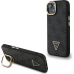 Guess PU 4G Strass Triangle Logo Stand Camera Frame MagSafe kryt iPhone 13 černý