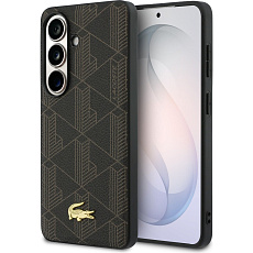 Lacoste PVC Blend Monogram Gold Logo Magnetic kryt Samsung Galaxy S26+ hnědý