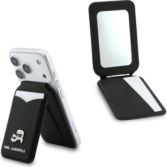 Karl Lagerfeld Mirror MagSafe Cardslot peněženka se stojánkem černá