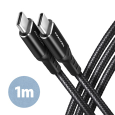 AXAGON BUCM-CM10AB, HQ kabel USB-C <-> USB-C, 1m, USB 2.0, PD 60W 3A, ALU, oplet, černý AXAGON BUCM-CM10AB, HQ kabel USB-C <-> USB-C, 1m, USB 2.0, PD 60W 3A, ALU, oplet, černý