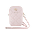 Guess PU Quilted 4G Metal Logo Wallet Phone Bag Zipper růžový
