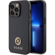 Guess PU 4G Strass Metal Logo kryt iPhone 15 Pro černý