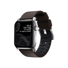 Nomad Active Strap Pro hydrofobní kožený řemínek Apple Watch 49/46/45/44/42mm hnědý/stříbrný