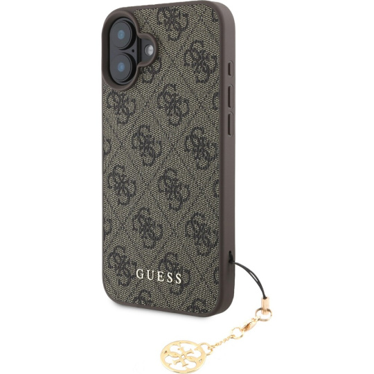 Guess 4G Charm kryt pro iPhone 16 Plus hnědý