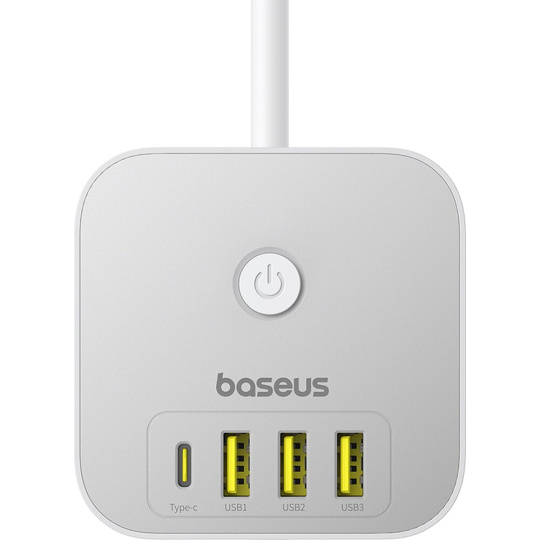 Baseus PowerCombo Cube prodlužovací kabel 3x zásuvka + 3x USB + 1x USB-C 20W 1.5m bílý