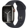 Apple Watch Series 9 Cellular 41mm Grafitová ocel s temně inkoustovým sportovním řemínkem S/M