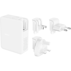 Belkin 140W 4-portová USB-C Power Delivery GaN PPS nabíječka s UK, EU, US) adaptéry, bílá