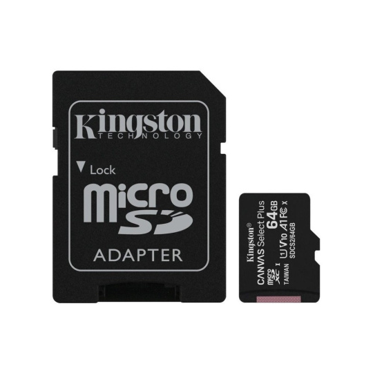 Kingston microSDXC Canvas Select Plus 64GB A1 Class 10 100MB/s + SD adaptér