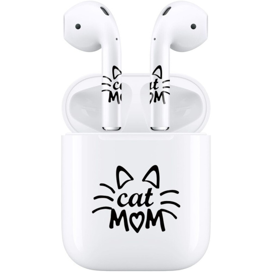 RockMax skin Art dekorativní nálepka pro AirPods 1/2 Gen.+nabíjecí pouzdro Cat Mom