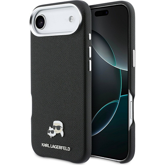 Karl Lagerfeld PU Karl and Choupette Heads Pins MagSafe kryt iPhone Air černý