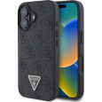 Guess PU 4G Strass Triangle Metal Logo kryt pro iPhone 16 černý