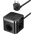 Baseus PowerCombo Cube prodlužovací kabel 3x zásuvka + 2x USB + 2x USB-C 30W 1.5m černý