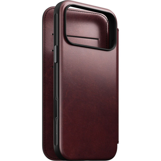 Nomad Modern Leather Folio (Horween) MagSafe kožené pouzdro iPhone 17 Pro Max Burgundy