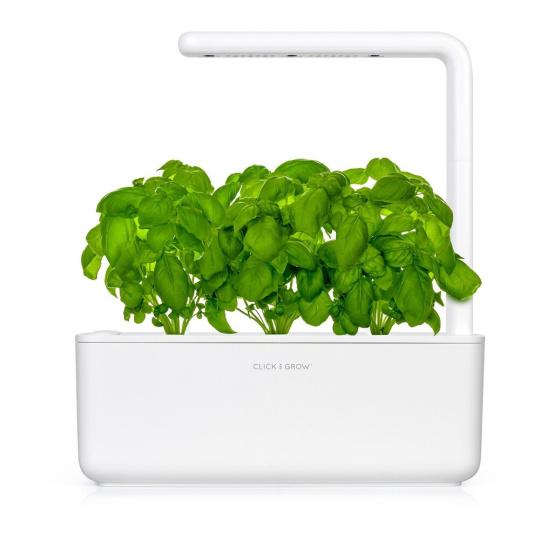 Click and Grow Smart Garden 3 chytrý květináč + 3ks kapslí se semínky bazalky bílý