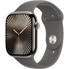Apple Watch Series 10 Cellular 46mm Přírodní titan se skálově šedým sportovním řemínkem M/L Apple Watch Series 10 Cellular 46mm Přírodní titan se skálově šedým sportovním řemínkem M/L