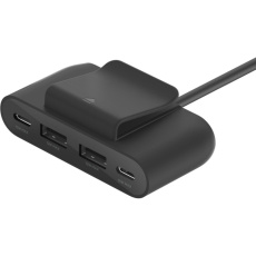 Belkin BoostCharge 4-portový USB rozbočovač, 30W, 2m USB-C kabel, černý