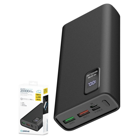 Platinet PowerBank 20000mAh PD 3.0/QC 3.0 černá