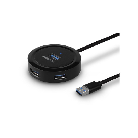 AXAGON HUEP1A 4x USB 3.2 Gen 1 ROUND hub micro USB nap. konektor kabel USBA 30cm